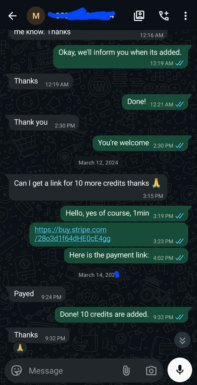 Example IPTV reseller panel feedback conversation